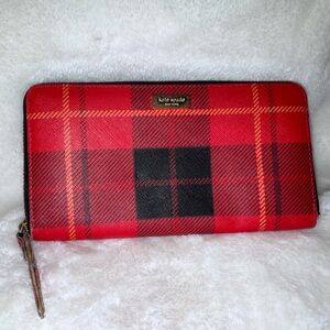 Kate Spade Stacey Plaid Continental Wallet - Like New